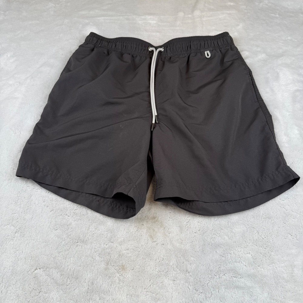 Lands End Mens Swim Trunks Dark Gray Medium 32-34 Mesh Liner 6in Board Shorts